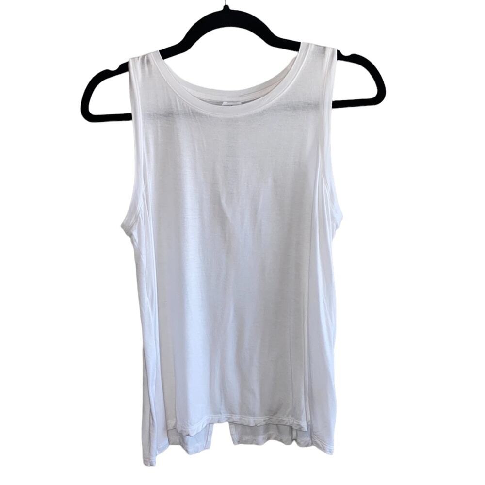 Halogen White Sleeveless Top Small Keyhole‎ Back Split Hem Tank